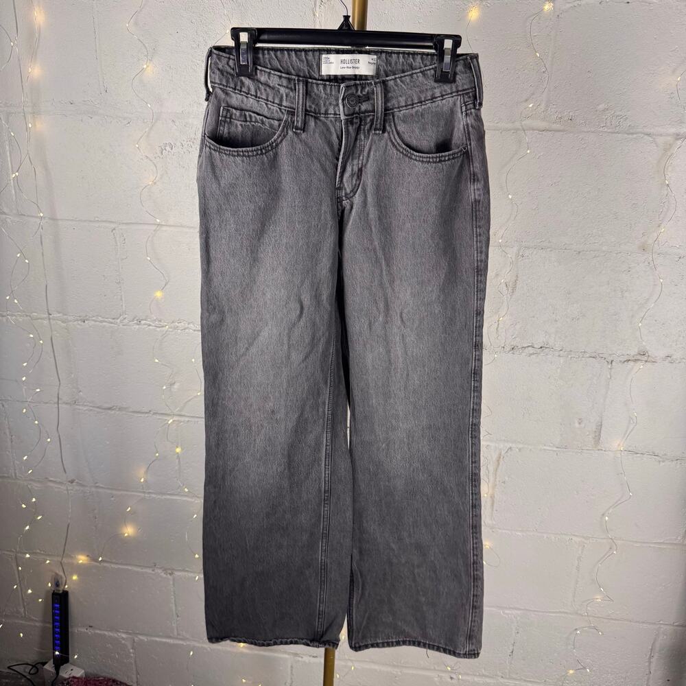 hollister low-rise baggy jeans women’s 000R W23 gray washed wide leg y2k